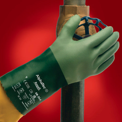 Waterproof rubber green  Gloves 8-354