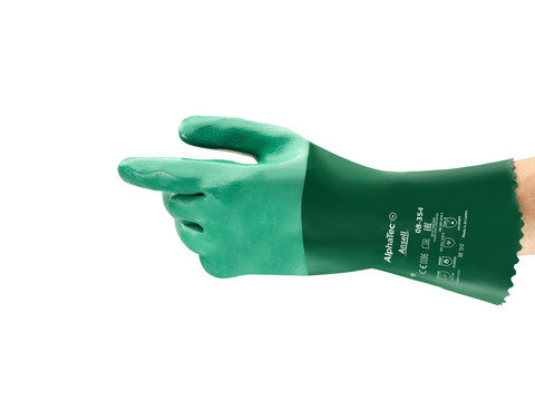 Waterproof rubber green  Gloves 8-354